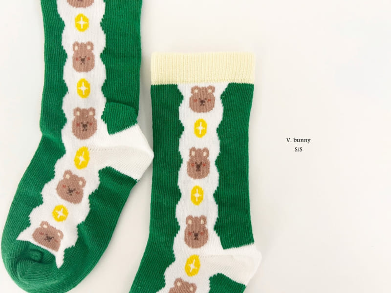V Bunny - Korean Children Fashion - #kidsshorts - Green Bear Socks Set - 8