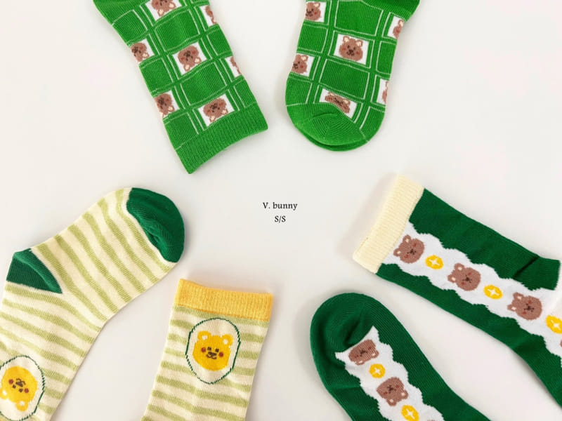 V Bunny - Korean Children Fashion - #kidzfashiontrend - Green Bear Socks Set - 10