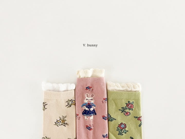 V Bunny - Korean Children Fashion - #littlefashionista - Lace Flower Socks Set - 2