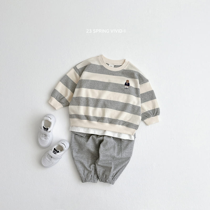 Vivid I - Korean Children Fashion - #Kfashion4kids - Big Stripes Bear Sweatshirt - 5