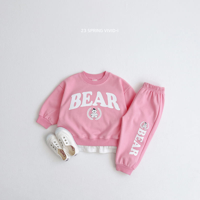 Vivid I - Korean Children Fashion - #Kfashion4kids - Bear Logo Top Bottom Set - 5
