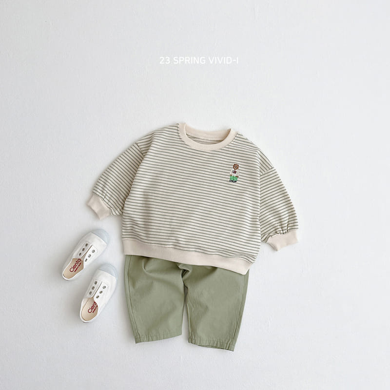 Vivid I - Korean Children Fashion - #childofig - Spring Bear Stripes Top Bottom Set - 9