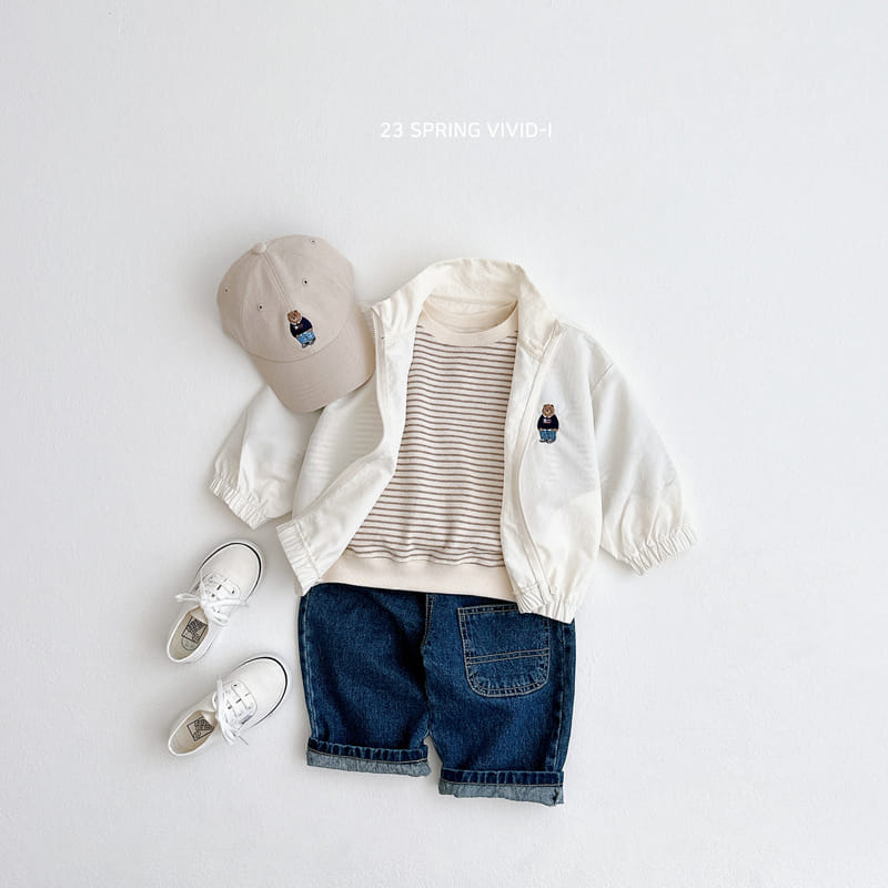 Vivid I - Korean Children Fashion - #designkidswear - Spring Bear Stripes Top Bottom Set - 11
