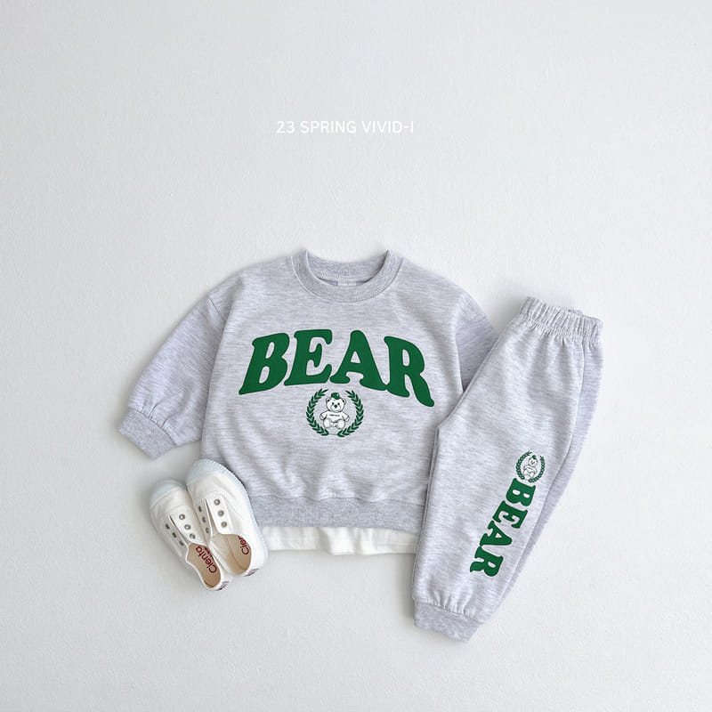 Vivid I - Korean Children Fashion - #fashionkids - Bear Logo Top Bottom Set