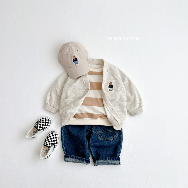 Vivid I - Korean Children Fashion - #kidsshorts - Big Stripes Bear Sweatshirt - 2