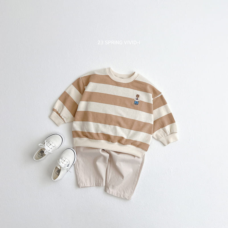 Vivid I - Korean Children Fashion - #kidsstore - Big Stripes Bear Sweatshirt - 3