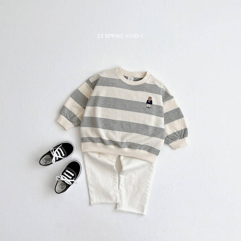 Vivid I - Korean Children Fashion - #littlefashionista - Big Stripes Bear Sweatshirt - 6