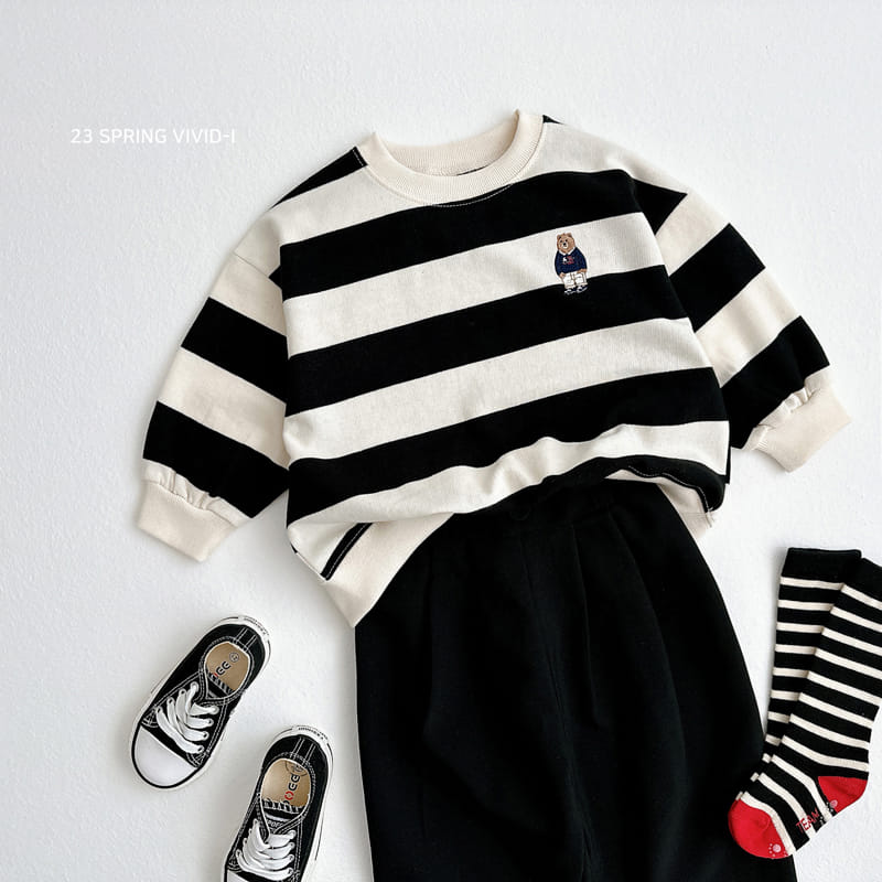 Vivid I - Korean Children Fashion - #prettylittlegirls - Big Stripes Bear Sweatshirt - 9