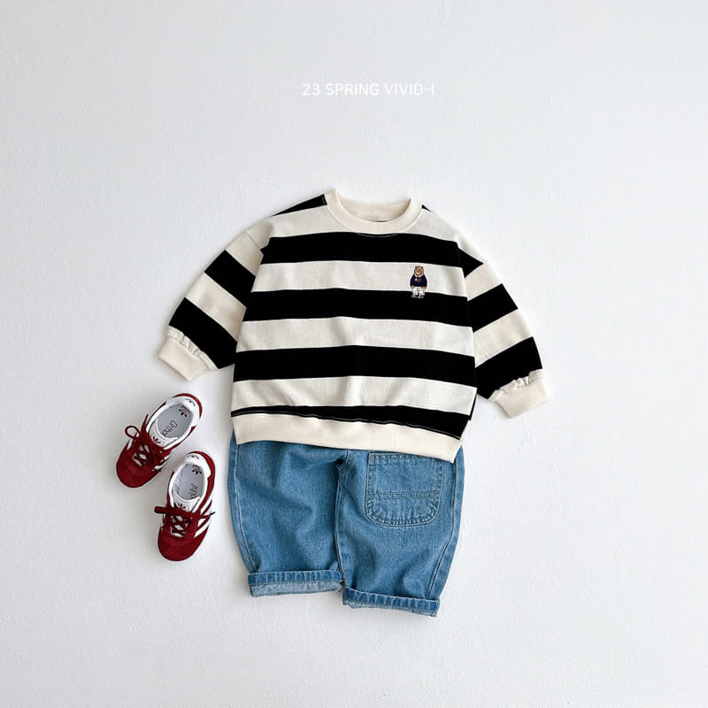 Vivid I - Korean Children Fashion - #todddlerfashion - Big Stripes Bear Sweatshirt - 10