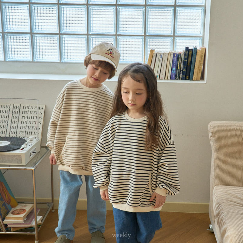 Weekly - Korean Children Fashion - #childofig - Pocket Stripes Sweatshirt - 2