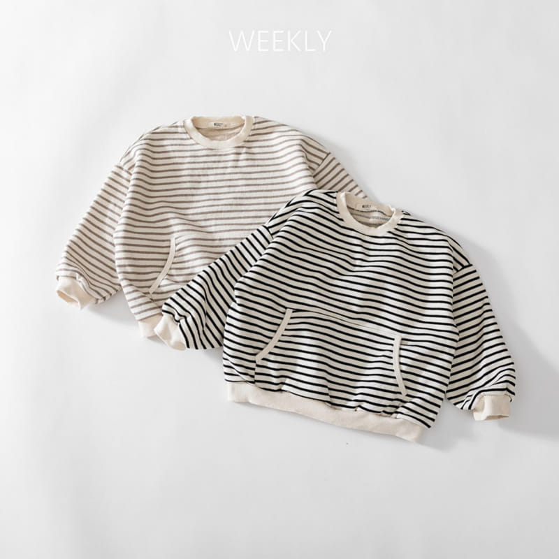 Weekly - Korean Children Fashion - #kidsshorts - Pocket Stripes Sweatshirt - 7