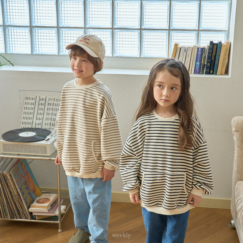 Weekly - Korean Children Fashion - #kidzfashiontrend - Pocket Stripes Sweatshirt - 9