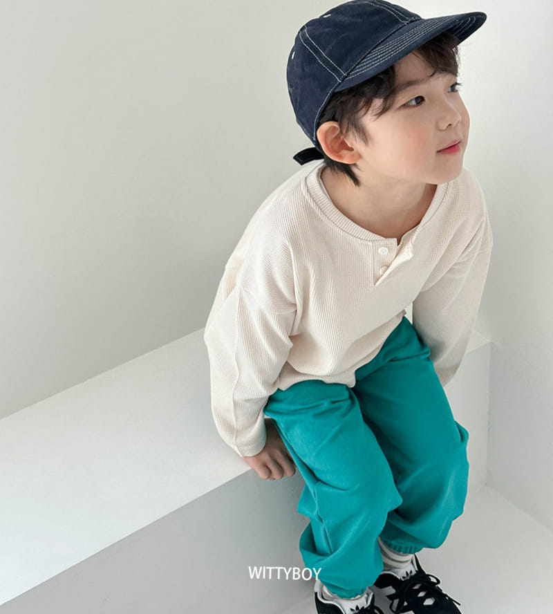Witty Boy - Korean Children Fashion - #childrensboutique - Waffle Henry Neck Tee