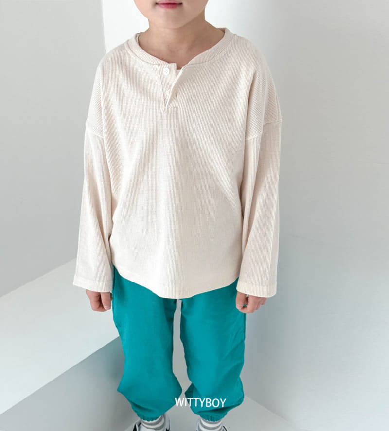 Witty Boy - Korean Children Fashion - #designkidswear - Waffle Henry Neck Tee - 2