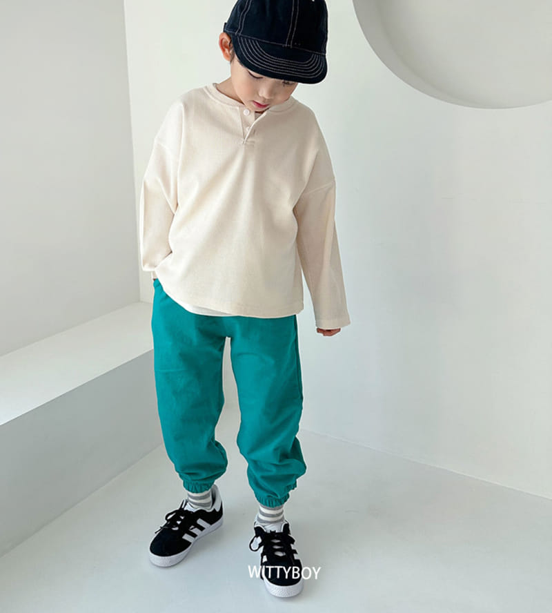 Witty Boy - Korean Children Fashion - #discoveringself - Waffle Henry Neck Tee - 3