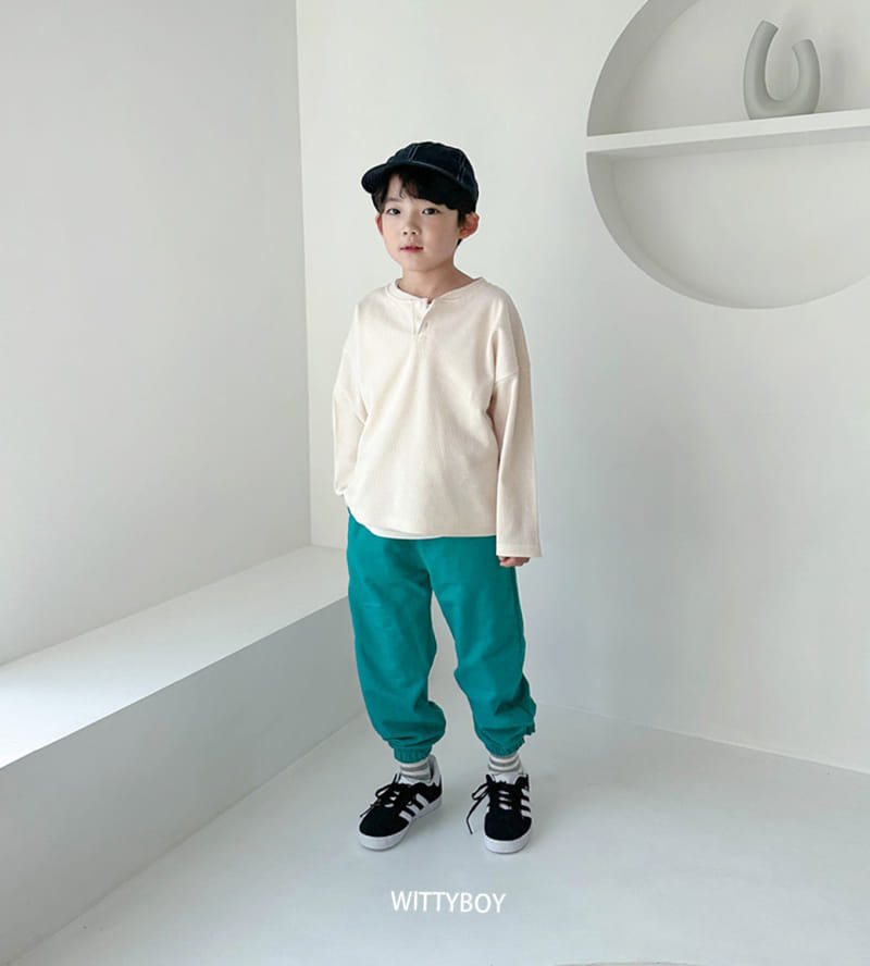 Witty Boy - Korean Children Fashion - #discoveringself - Waffle Henry Neck Tee - 4