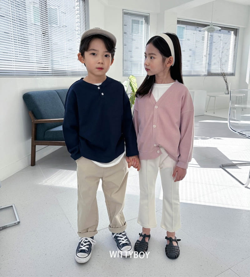 Witty Boy - Korean Children Fashion - #magicofchildhood - Waffle Henry Neck Tee - 10