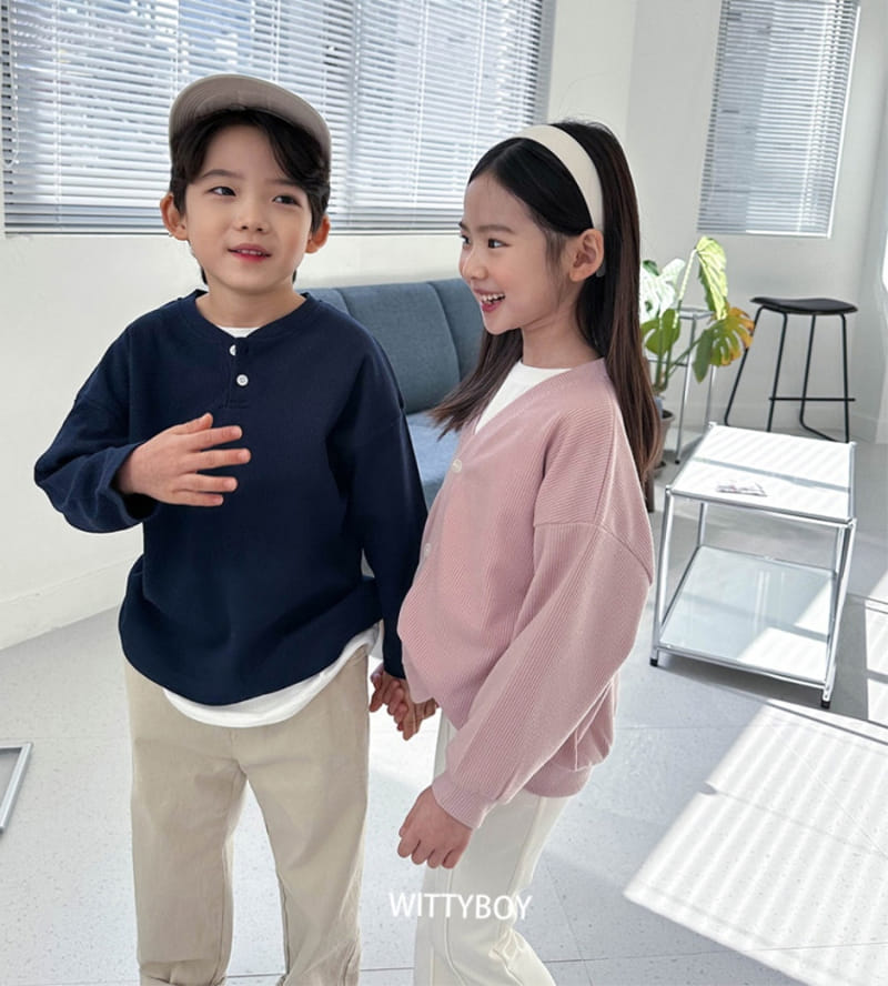 Witty Boy - Korean Children Fashion - #minifashionista - Waffle Henry Neck Tee - 11