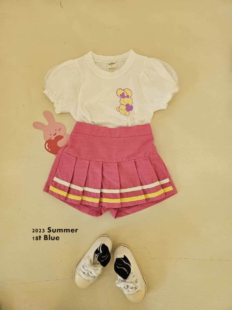 1st Blue - Korean Children Fashion - #designkidswear - Tape Wrinkle Skirt