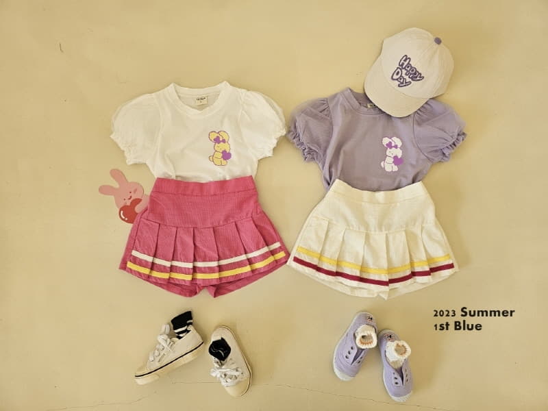 1st Blue - Korean Children Fashion - #kidsshorts - Heart Rabbit Tee - 9