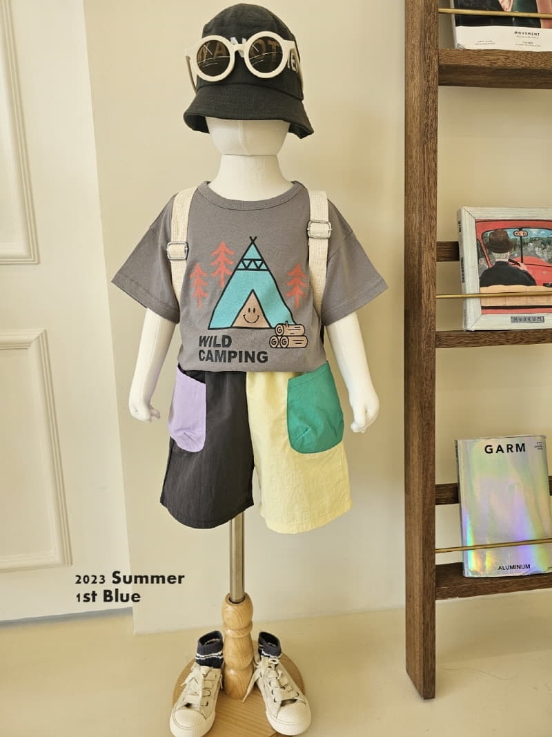 1st Blue - Korean Children Fashion - #kidsshorts - Camping Tee - 5