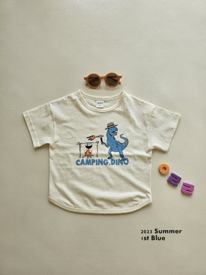 1st Blue - Korean Children Fashion - #kidsshorts - Camping Dino Tee - 4