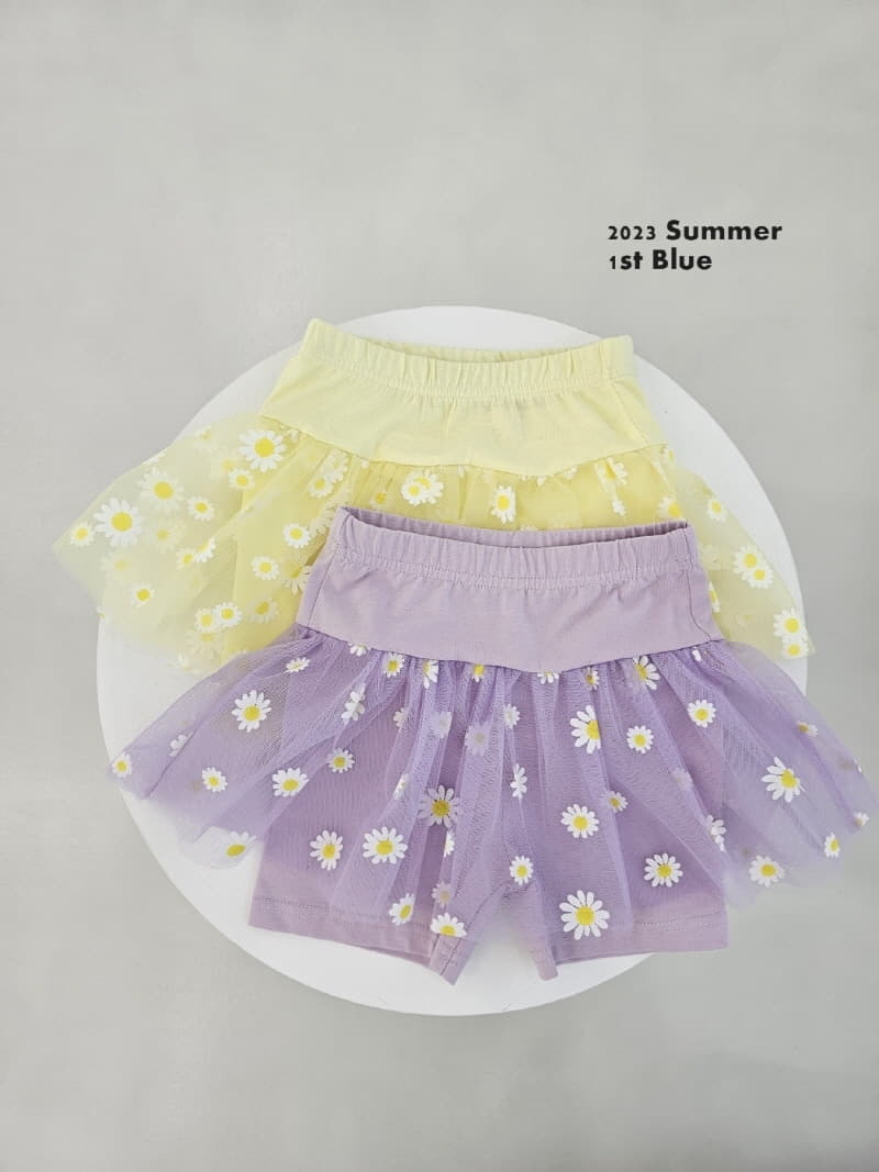 1st Blue - Korean Children Fashion - #littlefashionista - Flower Mesh Skirt Leggings - 2