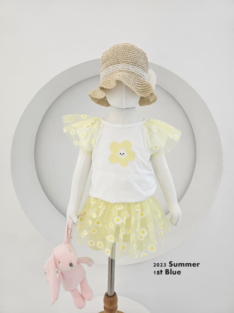 1st Blue - Korean Children Fashion - #littlefashionista - Flower Mesh Tee - 5