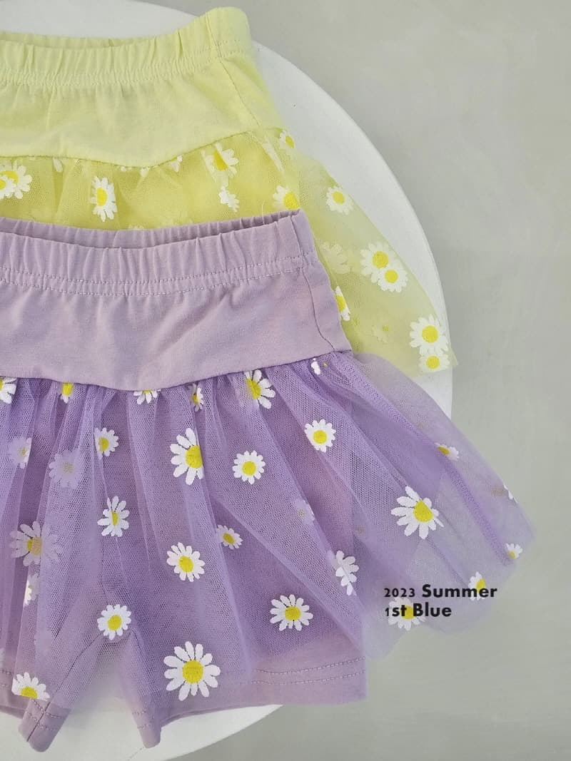 1st Blue - Korean Children Fashion - #magicofchildhood - Flower Mesh Skirt Leggings - 3