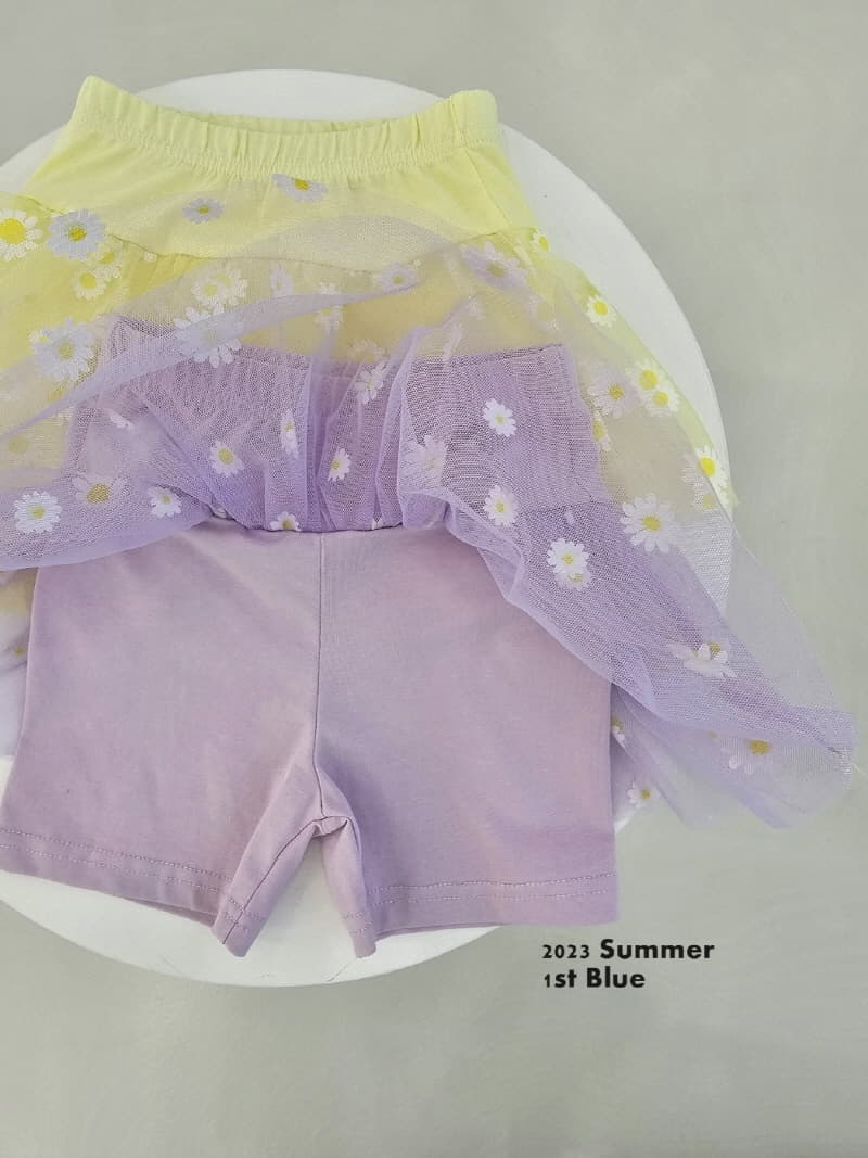 1st Blue - Korean Children Fashion - #magicofchildhood - Flower Mesh Skirt Leggings - 4