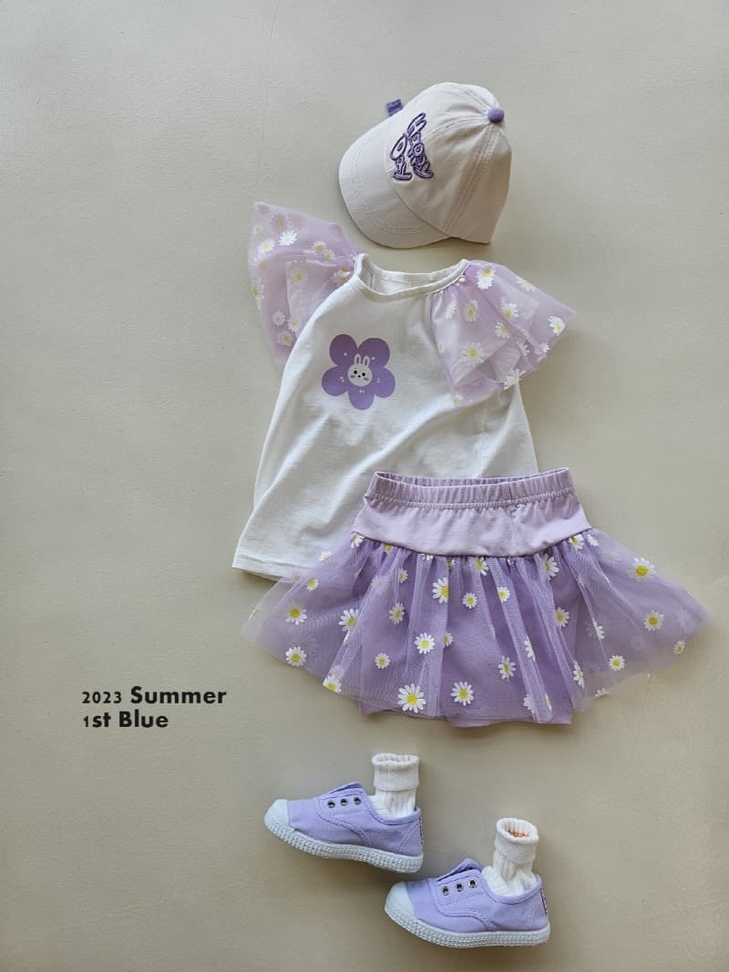 1st Blue - Korean Children Fashion - #prettylittlegirls - Flower Mesh Tee - 8