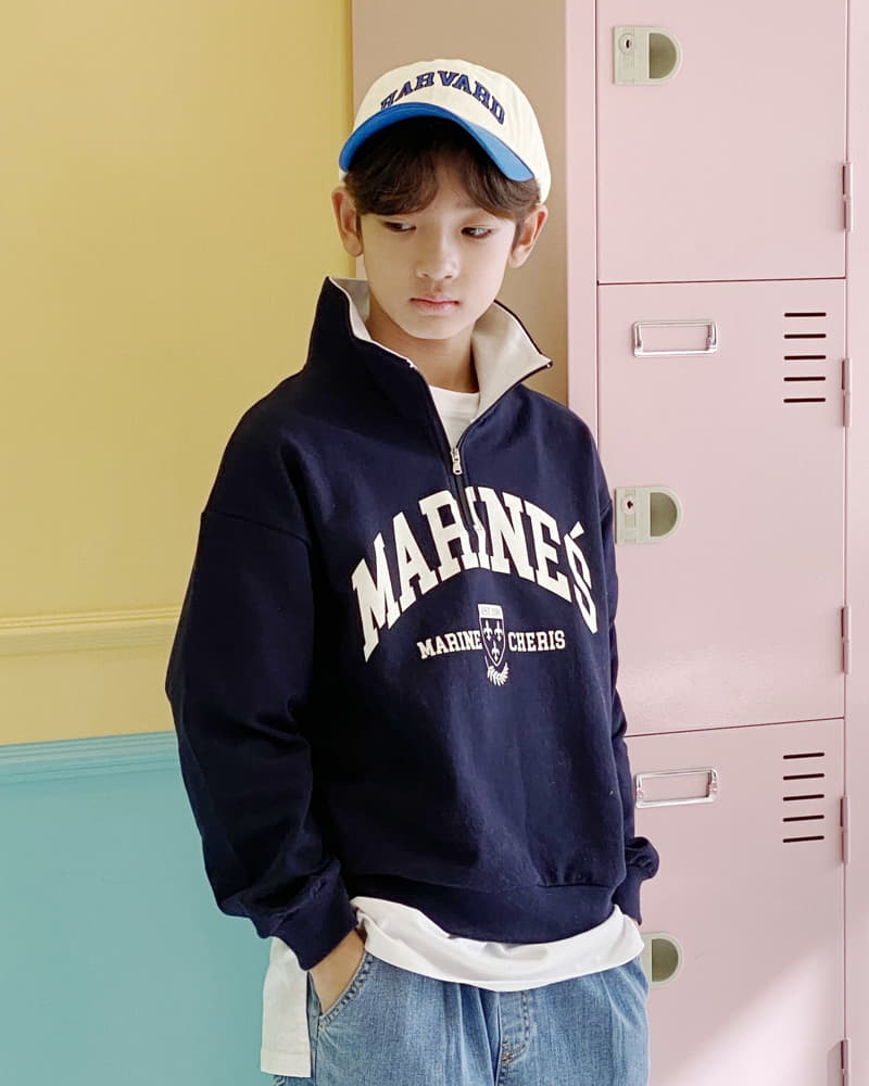Able - Korean Children Fashion - #designkidswear - Marine Half Zip-up Sweatshirt - 6