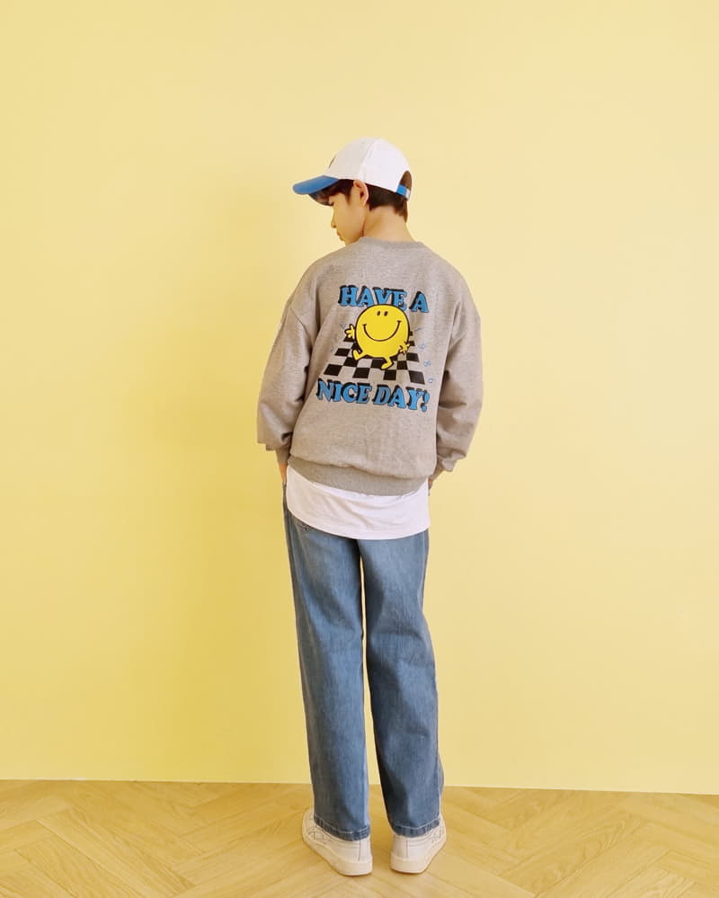 Able - Korean Children Fashion - #designkidswear - Grid Smile Sweatshirt - 2