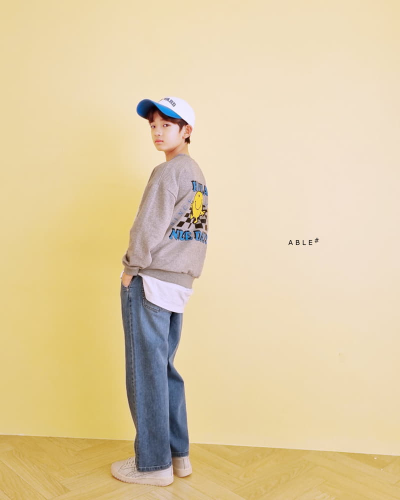 Able - Korean Children Fashion - #discoveringself - Grid Smile Sweatshirt - 3