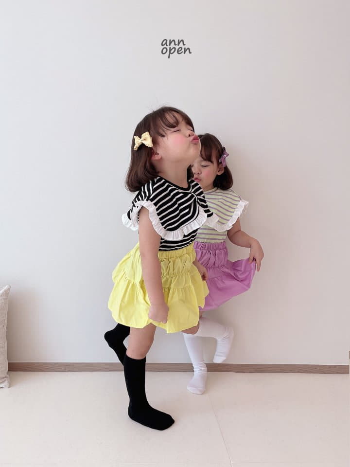 Ann Open - Korean Children Fashion - #designkidswear - Momo Stripes Ribbon Tee - 4