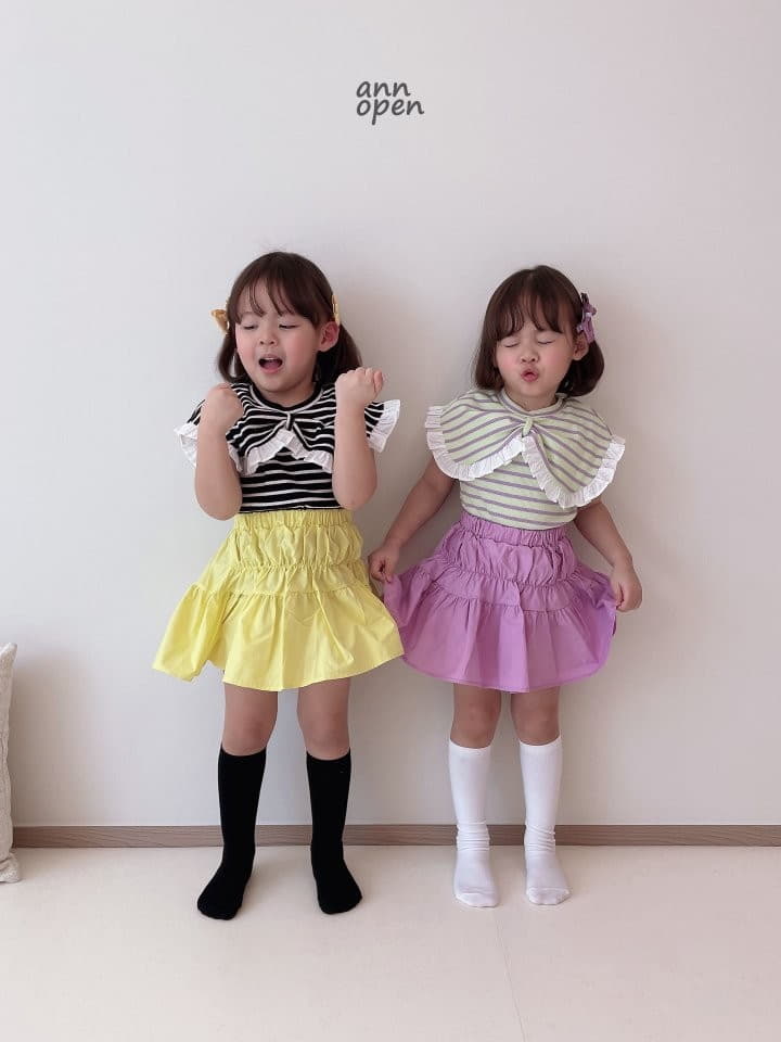 Ann Open - Korean Children Fashion - #littlefashionista - Momo Stripes Ribbon Tee - 10