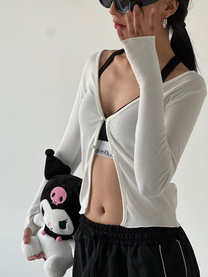 Atpz - Korean Women Fashion - #momslook - Pearl Button Cardigan Top - 5