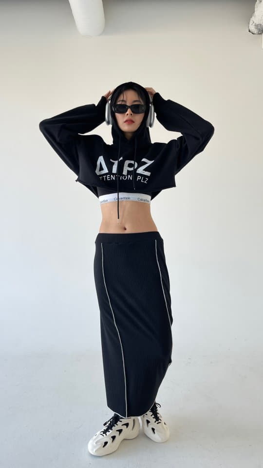 Atpz - Korean Women Fashion - #womensfashion - Crop Hoody - 3