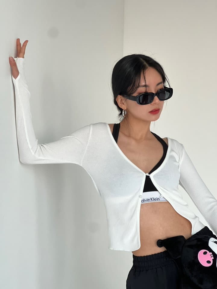 Atpz - Korean Women Fashion - #womensfashion - Pearl Button Cardigan Top - 3