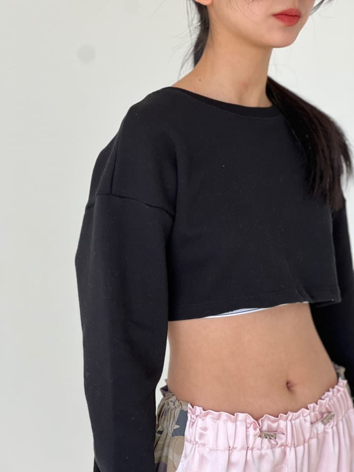 Atpz - Korean Women Fashion - #womensfashion - 2 Way Crop Sweatshirt - 5