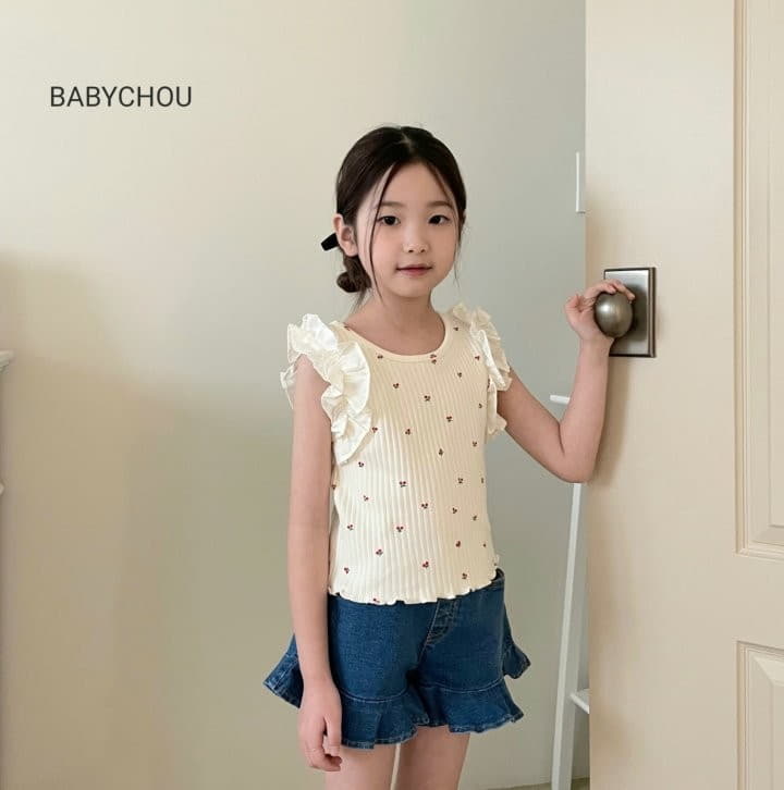 Babychou - Korean Children Fashion - #discoveringself - Cherry Frill Sleeveless - 10