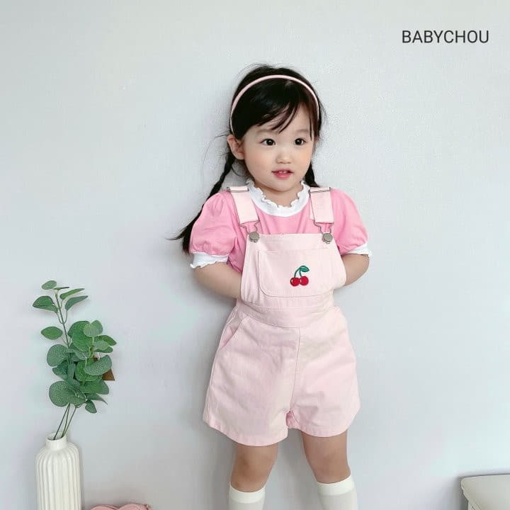 Babychou - Korean Children Fashion - #kidsshorts - Cherry Puff Tee - 11