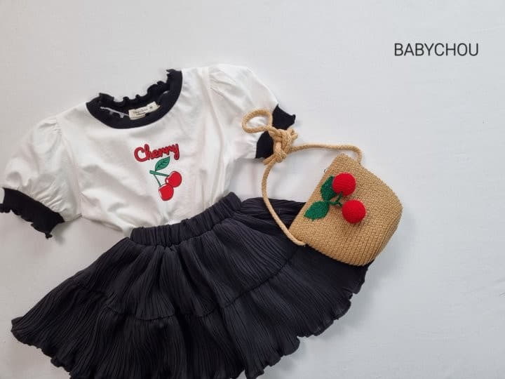 Babychou - Korean Children Fashion - #littlefashionista - Cherry Puff Tee