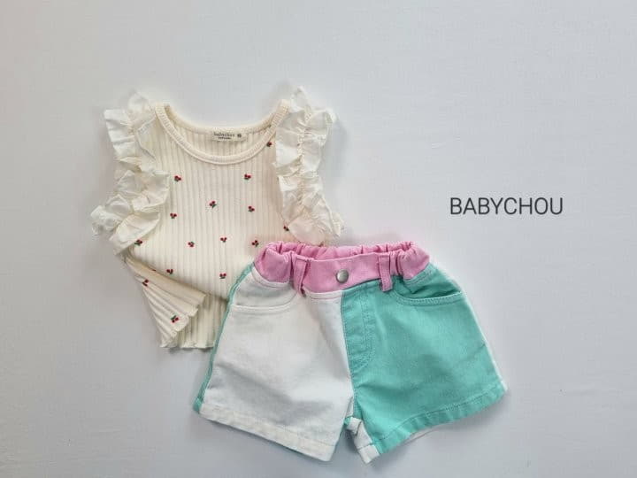 Babychou - Korean Children Fashion - #magicofchildhood - Cherry Frill Sleeveless - 3