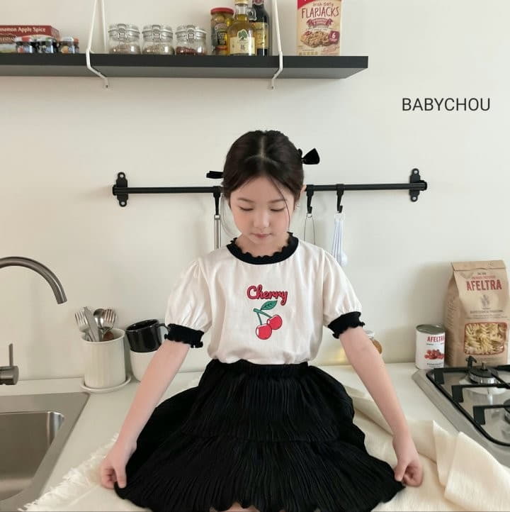Babychou - Korean Children Fashion - #minifashionista - Cherry Puff Tee - 4