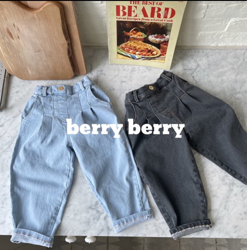 Berry Berry - Korean Children Fashion - #childofig - Circle Denim Span Pants