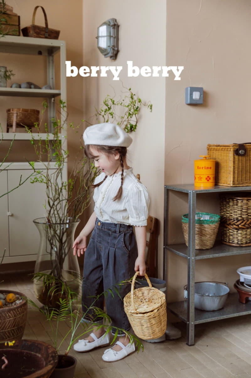 Berry Berry - Korean Children Fashion - #fashionkids - Circle Denim Span Pants - 5
