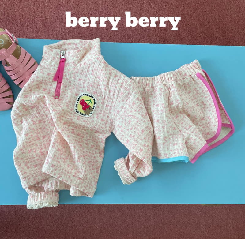 Berry Berry - Korean Children Fashion - #kidsstore - Cherry Top Bottom Set - 3