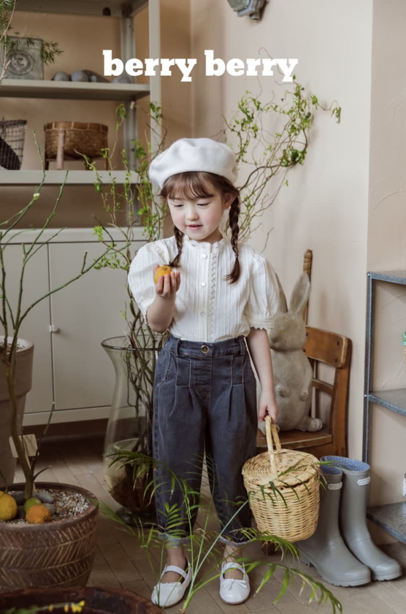 Berry Berry - Korean Children Fashion - #kidsstore - Circle Denim Span Pants - 7