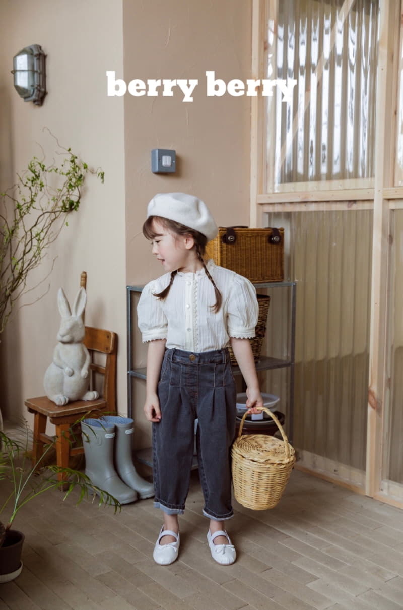 Berry Berry - Korean Children Fashion - #kidzfashiontrend - Circle Denim Span Pants - 8